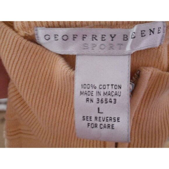 Geoffrey Beene Long sleeve Yellow 1/4 Zip100% cotton Size L Sweater ribbed - Picture 2 of 6